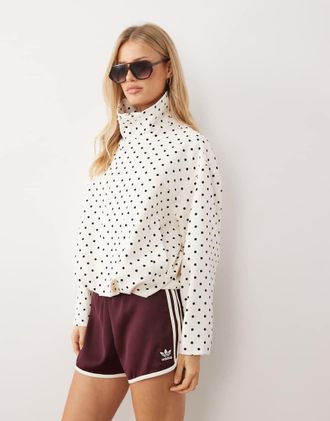 Gina Tricot Gina Tricot - Giacca corta accollata bianca a pois-Bianco