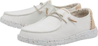 Hey Dude Womens Wendy Chambray Casual Shoe In White/ Sand