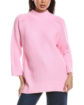 Fort&eacute; Cashmere Luxe Cable Mock Neck Cashmere Sweater