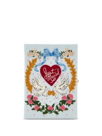 Olympia Le-Tan embroidered-doves clutch bag - women - Fabric - OS - Blue