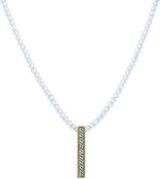 Jewelmak 14K Blue Topaz, Swiss Blue Topaz Necklace