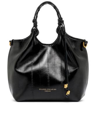 Gianni Chiarini Glossy Black Handbag with Textured Pattern