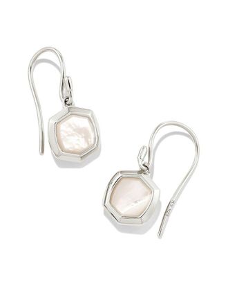 Kendra Scott Davis Small Silver Mother Of Pearl Drop Earring