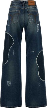 Versace Womens Denim Wide-Leg Jeans Mediumblue