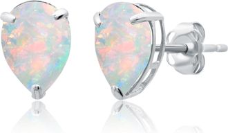 MAX + STONE 14k Yellow or White Gold Teardrop 8mm Gemstone Pear Shape Stud Earrings