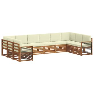vidaXL Conjunto De Sof&aacute;s De Exterior 10 Uds. Natural Y Crema Vidaxl