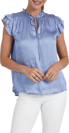 Love Token Agatha Ruffle Sleeve Top In Blue