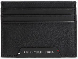 Tommy Hilfiger Mens Pebbled Leather Card Holder - Black