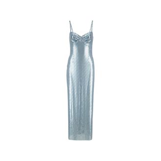 Paco Rabanne Chainmail Gathered Maxi Dress - female - Rabanne - Gowns - Blue - XS - Dresses