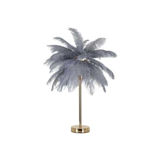 Mauro Ferretti L&aacute;mpara de metal dorado con plumas grises &oslash; 55x60 cm