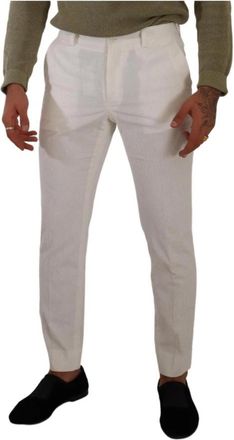 Dolce & Gabbana Skinny Corduroy Broek - Heren - Straight fit broeken - Wit - M - Katoen - Broeken