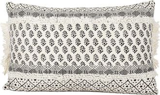 Foreside Home And Garden Boho Print Lumbar Pillow, 14 x 22 Black & White Cotton With Polyester Fill at Nordstrom, Size Medium