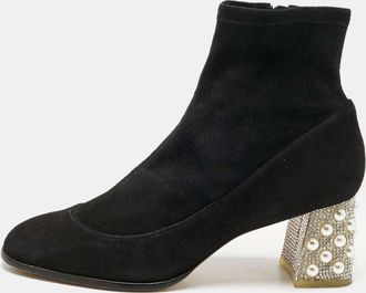Sophia Webster Black Suede Felicity Mid Ankle Length Boots