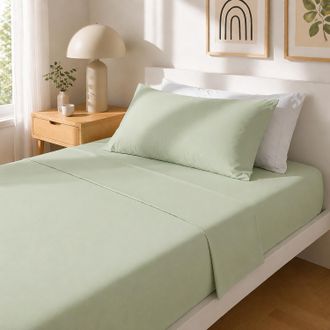 KASANOVA Completo letto 1 piazza e mezza cotone tinta unita verde