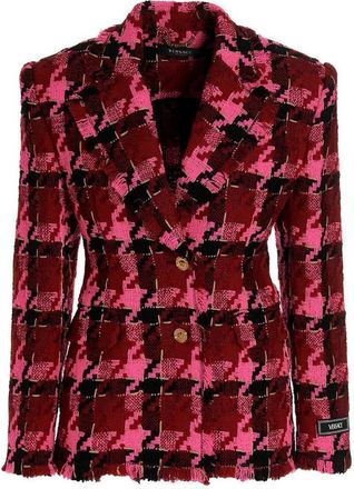 Versace Medusa Tweed Check Blazer, Brand Size 38 ( US Size 2 )