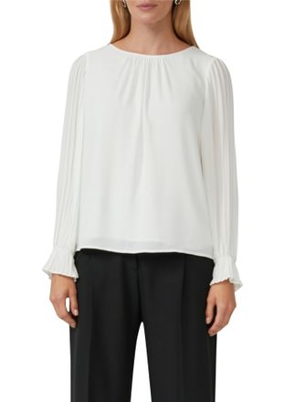 s.Oliver Black Label Langarmbluse S.OLIVER BLACK LABEL, Damen, Gr. 34, ecru, Web, Obermaterial: 100% Polyester. Futter: 100% Viskose, unifarben, l&auml;ssig geschnitten h&uuml;ftbed