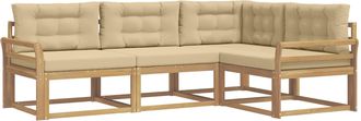 vidaXL Conjunto De Sof&aacute;s De Exterior 3 Uds. Y Beige Poli&eacute;ster Vidaxl
