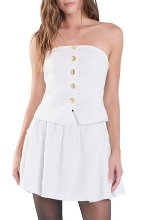 endless rose Strapless Cotton & Linen Top in Ivory at Nordstrom, Size Small