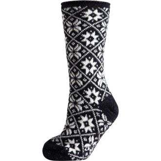MeMoi Holiday Snowflake Fleece Lined Crew Socks in Black at Nordstrom, Size 9
