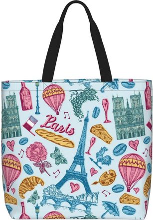 Generic Women Handbag Paris Eiffel Tower Handbag Folding Lightweight Shopping Bags, For Christmas, Daily, Wedding, Holiday, School