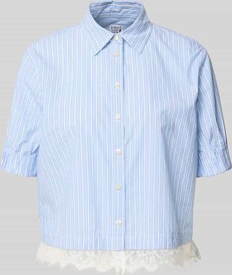 Emily van den Bergh Regular Fit Bluse aus Baumwolle mit 1/2-Arm in Bleu, Gr&ouml;&szlig;e 36