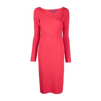 Ralph Lauren Kleedjes, Dames, Rood, XL, Polyester, Gebreide midi-jurk