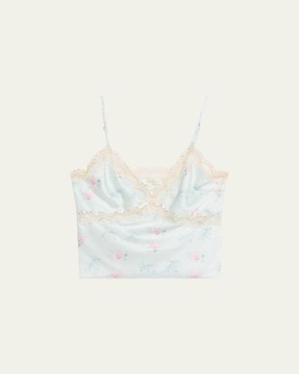 LoveShackFancy Lamora Floral Satin Tank Top