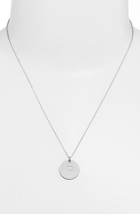 Nashelle Sterling Silver Initial Disc Necklace in Sterling Silver P at Nordstrom