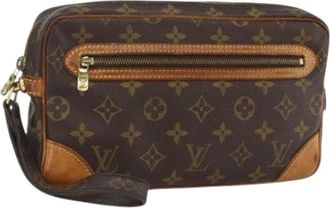 Louis Vuitton Pre-owned Monogram Clutch Tas - Dames - Vintage Clutch - Bruin - ONE Size - Leer - Vintage