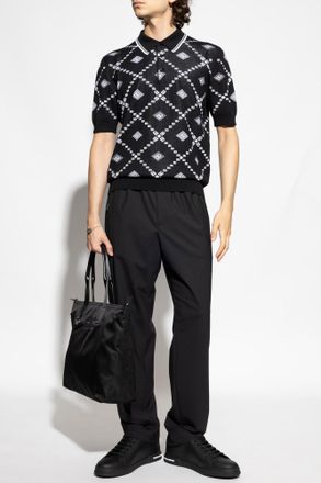 Dolce & Gabbana Wool Polo Shirt With Logo, Mens, Black