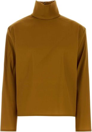 Saint Laurent Womens Orange Stretch Silk Blend Top - Brown - Size EU 38 (Womens)