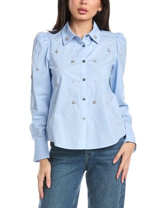Stellah Helene Jewel Trim Button Down Shirt