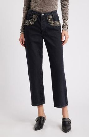 Frame Denim The Beaded Hang Cropped Straight Leg Jeans in Portia at Nordstrom Rack, Size 26