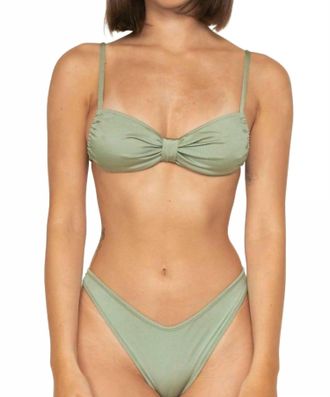 Montce Swim Binded Thong Bikini Bottom In Sage Green Rib
