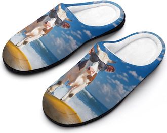 Generic Cow Surfing Funny Mens Cotton Slippers Shoes Novelty Soft Non-Slip Sole Home Shoe