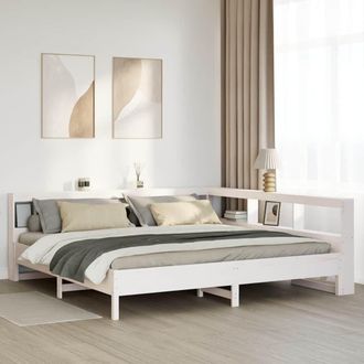 Berkfield Home Bookcase Bed without Mattress White 200x200 cm Solid Wood Pine
