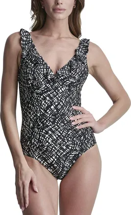DKNY Dkny Ruffle Plunge Swimsuit