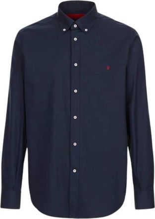 Carolina Herrera Twill Shirt - Heren - Casual Overhemden - Blauw - M - Katoen - Overhemden
