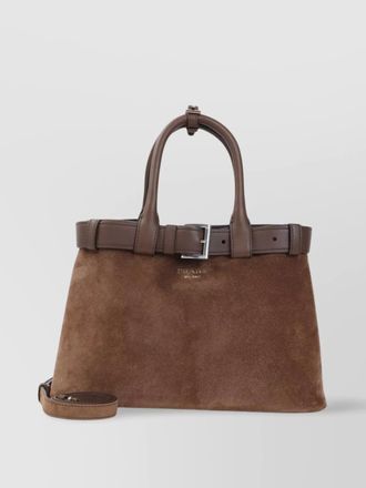 Prada buckle medium leather tote bag