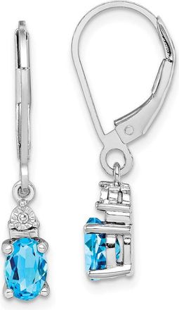 Diamond2Deal Sterling Silver Rhodium-plated Diamond and Blue Topaz Earrings