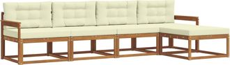 vidaXL Conjunto De Sof&aacute;s De Exterior 5 Uds. Natural Y Crema Vidaxl