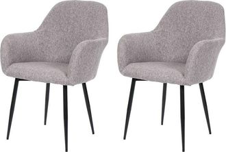Hhg Juego de 2 sillas de comedor 240, silla de cocina, diseño retro, tela/textil gris, patas negras