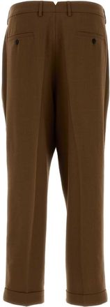 Ami Mens Carrot Trousers Brown Virgin Wool