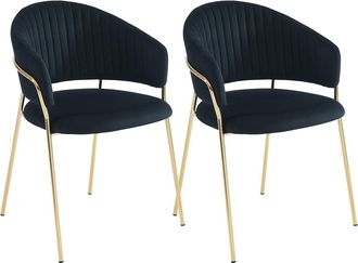 Pascal Morabito Conjunto de 2 sillas de terciopelo y metal dorado - Negro - MADOLIA de Pascal MORABITO