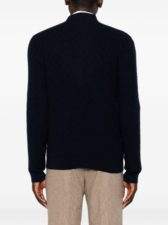 Emporio Armani Wool Zip Cardigan - Navy