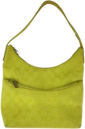 Gucci Pre-owned Shoulder Bags, female, Yellow, Size: ONE SIZE Pre-owned Canvas Shoulder Bag