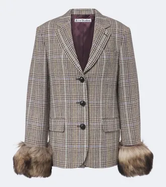 Acne Studios Blazer de lana a cuadros con borrego