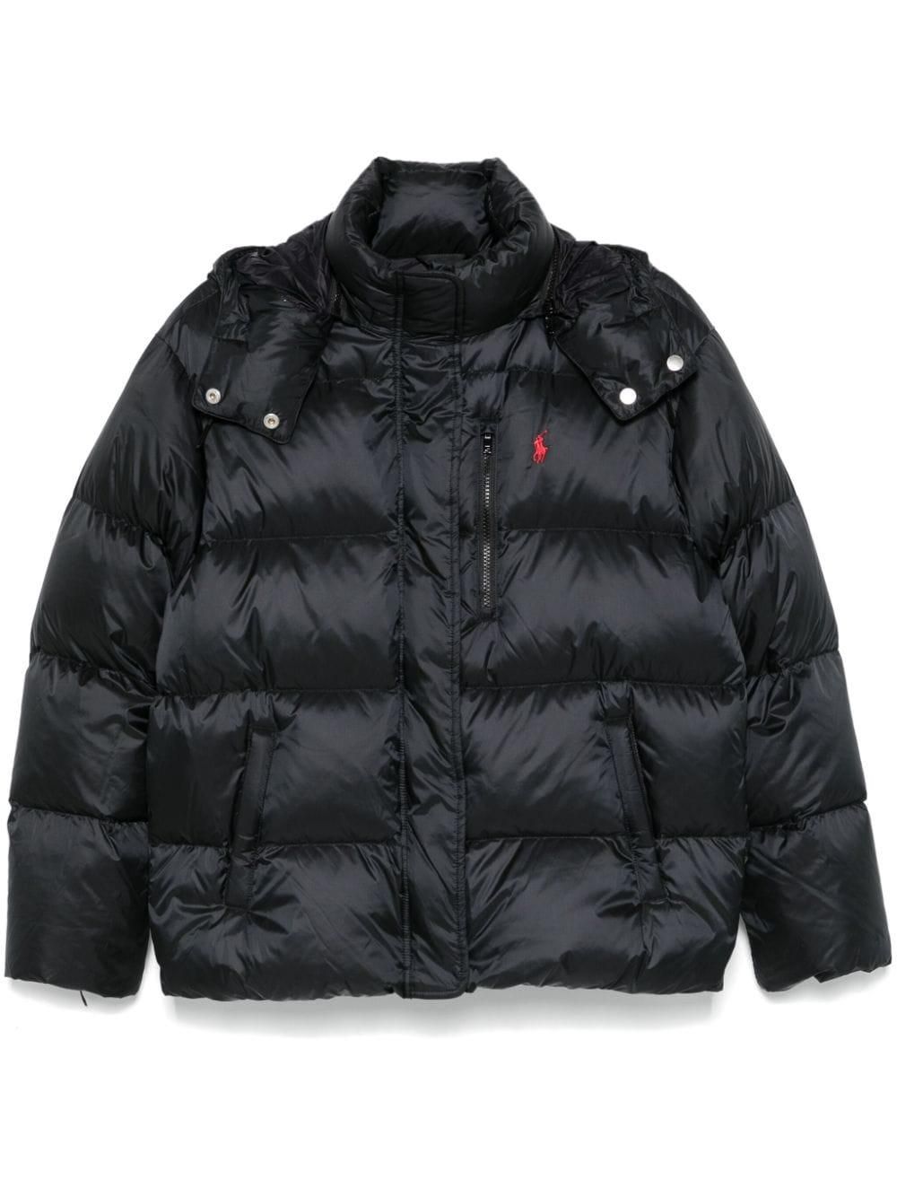 Polo ralph lauren jet black down padded hooded jacket clearance