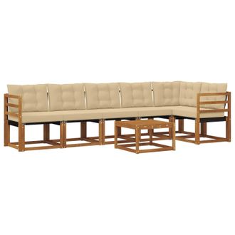 vidaXL Conjunto De Sof&aacute;s De Exterior Con Coj&iacute;n 7 Pcs Natural Y Beige Vidaxl