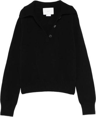 VANISÉ V-neck button-embellishment sweater - Black